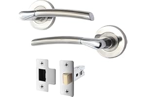 EAI Internal Door Handle + Latch Set Duo Finish | 1 Pair Satin Nickel and Polished Chrome Lever on Rose Round | Latch (64mm)