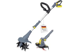 FANZTOOL Kit motoculteur 2 en 1 20 V, motoculteur et coupe-bordure, avec batterie 2,5 Ah et chargeur, pour desserrer et tailler