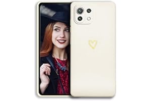 POUHYE Funda para Xiaomi Mi 11 Lite 4G / 5G / NE Carcasa, [Protección de cámara] Case con Moda Love-Heart Patrón Ultra Fina Suave TPU Silicona Carcasa Anti-Choques Anti-Arañazos Funda Blanco