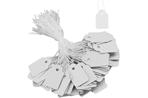 SZXMDKH 200 etichette bianche per gioielli, 25 mm x 15 mm, con cordino