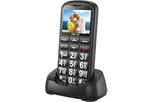 CHAKEYAKE Téléphone Portable Senior Débloqué, 1.8" LCD Écran | Grandes Touches | Haut Volume, GSM Telephone pour Personne Agées Facile à Utiliser avec Bouton SOS |Radio FM| Lampe Torche| Station de Charge| Noir