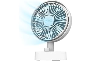 Cecotec Ventilador de Sobremesa a Batería EnergySilence 2000 Portable Desk, 2000mAh, Gran Autonomía, 6 pulgadas, Regulador intensidad, Oscilación automática, Inclinación ajustable, Blanco