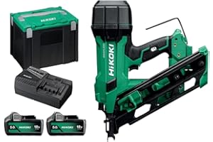 HiKOKI NR1890DCAJPZ 18 V Brushless 90 mm Clipped-Head Framing Nailer Kit – 2×5.0 Ah Batteries, Charger, Case, Air-Spring Gasless Drive, Dual Modes, LED, Dry-Fire Lockout