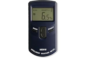 AMTAST Intelligent Wood Moisture Meter Digital Lumber Moisture Detector Pinless Wood Moisture Tester, Measure Range 4%~80% RH, Resolution 0.5%