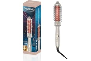 Cecotec Cepillo Térmico Alisador y Moldeador de Puntas con Infrarrojos y Tecnología Iónica InstantCare ThermoGlow. 70W, 5 Temperaturas, 38mm, Función Memoria, Pantalla, Apagado Automático