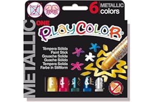 Playcolor Sticks de Peinture Gouache Solide 10g Metallic One - 6 Couleurs Assorties - 10321