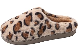 JOMIX Chaussons Léopard Femme Pantoufles Femme Chaussons Femme en Peluche Chaud Hiver Douce pour Maisons