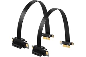 PHOTECT 2 Pieces PCI E PCI Extension Cable PCIE Riser 1X Express 36pin with Gold Plated Connector, 90 Degree, 20 cm