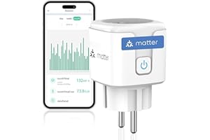 GreenSun Matter Presa Smart con Consumo Energetico - Presa WLAN con Timer e Regolazione del Programma, Compatibile con Apple HomeKit, Alexa e Google, Home Assistant Smart Plug 16A