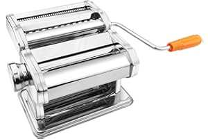 Ghazpmuk Manual Pasta Machine, Nudelmaschine with 6 Adjustable Thicknesses for Pasta, Pasta Maker with 2 Widths, Pastamaschine, Pastamaker Stainless Steel, für Tagliatelle Spaghetti Lasagna Ravioli