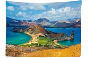 Ulticool - Paisaje de la montaña de la bahía - Tapiz - 200x150 cm - Tapiz grande - Decoración de póster - Decoración - Papel pintado - Lienzo - Pintura - Accesorios - Azul Verde