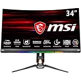 MSI Optix MPG341CQR Monitor Gaming 34" Curvo, Display 21:9 UWQHD (3440 X 1440), HDR 400, Freq 144Hz, 1ms, Mystic Light…