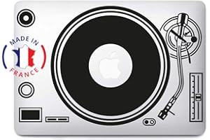 Anakiss Stickers pour Macbook DJ Platine Noir Taille Unique Autocollant
