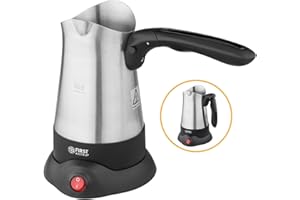 ‎TZS FIRST AUSTRIA TZS First Austria Elektrischer Türkischer Kaffeekocher mit ausklappbarem Handgriff, 0,3 Liter 800W | Mokkakocher, Espressokocher & Wasserkocher | aus Edelstahl | geeignet für Zuhause, Büro, Reisen