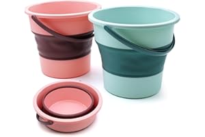WYYFXY Secchio pieghevole da 5 l, secchio pieghevole per tacchino, 5 litri, con manico per spiaggia, pesca, campeggio, hikenture, viaggi, auto (verde e rosa)