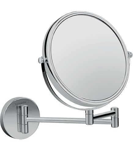 DEUSENFELD K52C Doppel-Wand-Kosmetikspiegel – 5x Vergrößerung & Normalspiegel, 20 Cm, 360° Schwenkbar, Verchromtes Messing