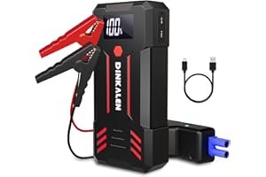 ‎DINKALEN 6000 A Jump Starter Power Bank 12 V (All Petrol and Up to 8 L Diesel) Car Jump Starter with LED Torch, Large Screen, Jumper Screen, Car Battery Booster for SUV Motorcycle ATV Lawn Mower