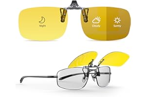Goiteia Occhiali fotocromatici con clip per guida notturna, unisex, ribaltabili, anti abbagliamento da fari/lampadine a LED, protezione UV400