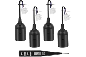 AUAUY 4 Stück Lampenfassung mit Kabel Baufassung, e27 Renovierungsfassung Baustellenfassung, Ersatz Bau Lampenfassung, Schwarz