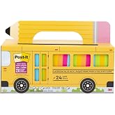 Post-it S&uuml;per Yapışkan Notlar Değer Paketi, 24 Ped, Kullanışlı Okul Otob&uuml;s&uuml; Taşıma ve Saklama &Ccedil;antası, 2X Yapıştırma G&uuml;c&uuml;, 3x