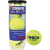 Cosco Leather All Court Tennis Ball, Pack of 3, Yellow Light