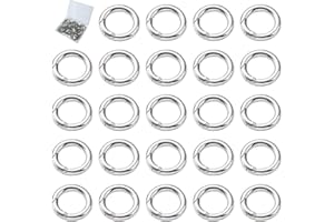 Ceqiny 25 Stück Runder Karabiner Biegering Sprung Ringe Frühling Snap Clips Karabinerhaken Schlüsselringe Schnappclip Druckknopf Taschenringe Schlüsselanhänger für Rucksack Schlüsselbund 15mm, Silber