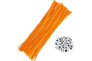 KIMMAX Set di 100 pulitori per pipa e 100 fili di ciniglia, 30 cm, per bambini, fai da te, progetti e decorazioni (arancione)