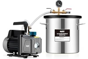 ORION MOTOR TECH 11.4L Vacuum Chamber with Pump Kit, 3.5 cfm Vacuum Pump and Chamber Kit with Tempered Glass Lid 5 ft Hose, Vacuum Degassing Chamber Kit for Stabilizing Wood Degassing Silicone Resin