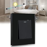 BSEED 1 Gang 2 Way Light Switch,Glass Frame Switch Switch,10 Amp Black Push Button Light Switch,Toggle Switch 86mm