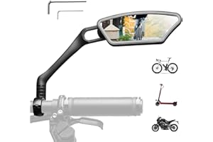ROCKBROS Bike Mirrors 360°Rotation Bicycle Handlebar Mirrors Adjustable Cycling Rear View Mirror Stainless Steel Bike Side Mirrors for Mountain Road Bike, Motorcycle, Scooter, Electric Bike 21-28mm