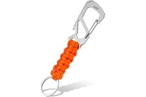 KeyUnity KC00 Llavero con Colgante de Paracord, Mosqueton Llavero Paracord, Cordón de Paracaídas 550, Multiherramienta con Mosquetón, Abrebotellas, Destornillador Phillips