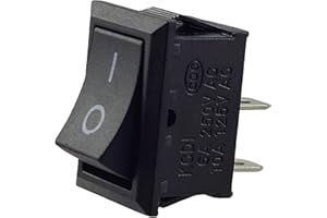 MWMS Wippschalter, Kippschalter, Geräteschalter, Mini-Wippenschalter 250V 6A 125V 10A AC, KCD1 (6V 9V 12V 24V 125V AC/DC) schwarz rechteckig 19 x 13 mm, 2 Polig EIN/AUS