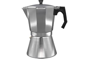 Bastilipo - Pot à moka italien 9 tasses en aluminium, compatible induction, Mokka Induction 9AL