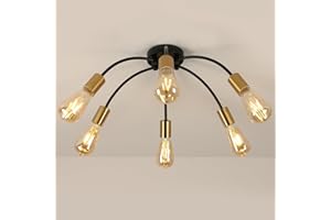 Goeco Lustre Plafonnier industrielle, 6 Lampes Suspension Luminaire en Métal, E27 Éclairage de Plafond Rétro pour Salon Chambre Cuisine, Diamètre 55 cm (Sans ampoules)