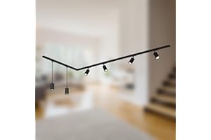 BRILONER - Schienensystem Rail Komplettset, 4x GU10 Spots schwenkbar, 2x GU10 Pendel, L-Form, Lichtschienensystem Decke, Strahler Schiene, Deckenlampe, Deckenleuchte, Spotlight, 2,25m, Schwarz