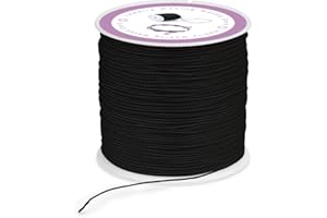 RAMLUR 0.5mm 116 Yards Waxed Cord for Jewellery Making String Waxed Thread for Bracelets Bead Threads Linen Thread for Bracelet Necklaces Jewellery Making (Black)