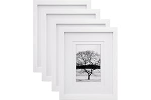EGOFINE 10x8 Photo Frames Set of 4, Solid Wood Picture Frames for Tabletop and Wall Mounting, White
