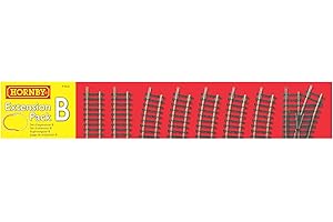 Hornby R8222 OO Gauge Track Extension Pack B - Extra Track Pieces for Model Railway Sets, Model Train Track Pieces, Includes - Straights, Curves, Right Hand Point & Buffer Stop - Scale 1:76