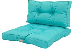 deco arts Coussins pour Salon de Jardin - Coussins extérieur - 60x60 cm - Coussin de Remplacement pour Fauteuil, Banc & Chaise d'extérieur - Imperméable, Confortable & capitonné - Bleu Caraïbes