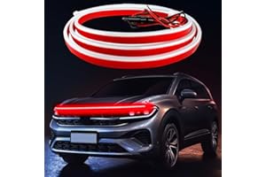 LCXECNW Tira de luz LED para capó de Coche,Tira de luz LED dinámica para Coche,Tira de luz LED para Coche de 70 Pulgadas,Tira Flexible de luz Diurna Exterior para Coches(Rojo)