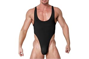 Bauzuoyo Sporty Swimsuit Men's Slim Sexy Men's Body Shaping Undershirt Jumpsuit Men's String Body Bodysuit Underwear Swimsuit Men's One-Piece Breathable Leotard Bodysuit