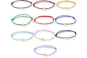DEFGNOP Lot de 10 bracelets d'amitié en forme de cœur - Cadeau d'anniversaire pour fille - Taille réglable - Bracelets d'amitié pour enfants - Cadeau pour femme