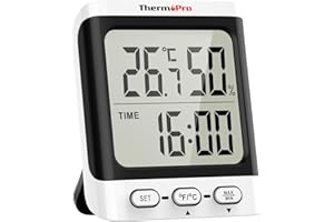 ThermoPro TP152 Igrometro Termometro da Interno, Termometro Digitale da Tavolo per Cameretta con Monitor di Temperatura e Umidità, Termometro per Ambiente con Indicatore di Umidità Accurato