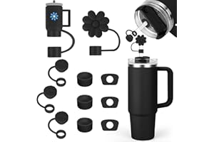 Janpso Juego de accesorios para vasos Stanley, incluye 9 tapones de silicona a prueba de fugas, 2 tapas con pajita para vasos Stanley Cup de 1,2 L y 850 ml