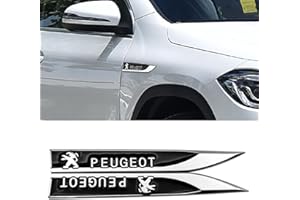 ALIEDA Autocollant en Métal 3D de Voiture 2 Pièces, Décoration D'aile Latérale Carrosserie, Logo de Gril, pour Peugeot 107 108 206 207 308 307 508 2008 3008