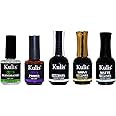 Kulis Professional Shiny & Matte Top, Base, Primer & Dehydrator Combo Pack - Shine Finish Long Lasting, Soak-Off UV/LED Nail Lamp Cured Gel 15ml/each Nail Art Design 5Pcs