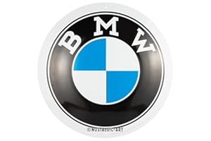 Nostalgic-Art Cartel metálico retro, Ø 35 cm, BMW – Logo – Idea de regalo para fans de BMW, Official License Product (OLP), de metal, diseño vintage