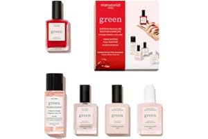 Manucurist Sistema Green™ Rojo (Poppy Red) - Kit Uñas Manicura Profesional: 1 Desengrasante, 1 Base Coat, 1 Esmalte Uñas Rojo, 1 Top Coat, Gotas Secantes - Regalos Originales para Mujer Navidad