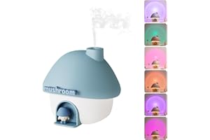 Justup Luftbefeuchter, 300ml Süße Pilz Haus Befeuchter USB Mini Luftbefeuchter mit 7 Farben Licht, Automatische Abschaltung und Leise für Büro,Schlafzimmer,Auto,Desktop (Blau)