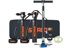 SMACO S300 Plus Scuba Tank Diving Gear for Diver 0.5L Mini Scuba Tank with 5-10 Minutes Backup Diving Tank Kit for Underwater Exploration Emergency Rescue Small Pony Bottle